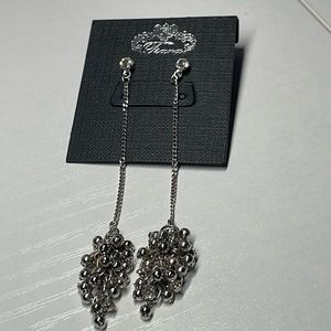 Chandelier dangle drop silver crystal ball earrings